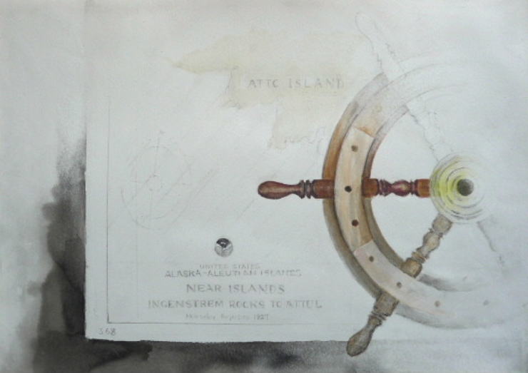 古地図と操舵輪