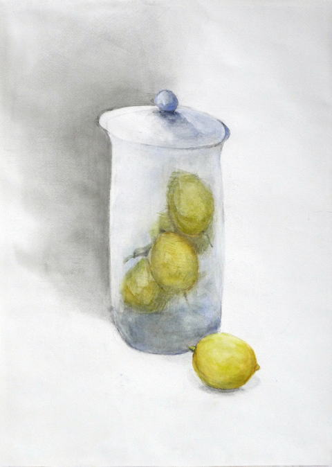ガラス瓶のレモン