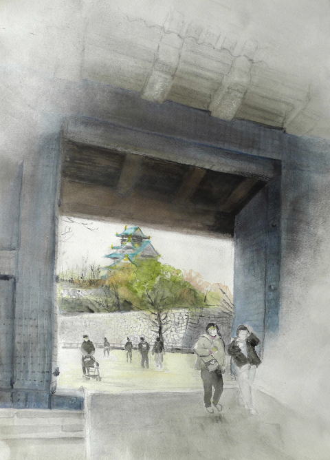 早春の大阪城（青屋門から）