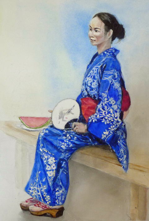 浴衣着の女性２