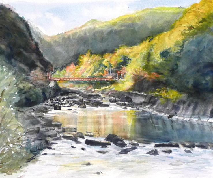 光りさす武庫川の渓谷（武田尾）